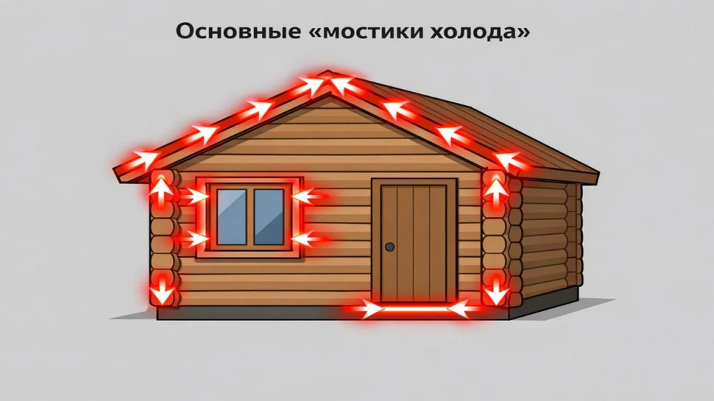 Основные мостики холода в каркасной бытовке